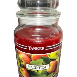 Retired Yankee Candle Black Band Macintosh 22oz Candle 90% full